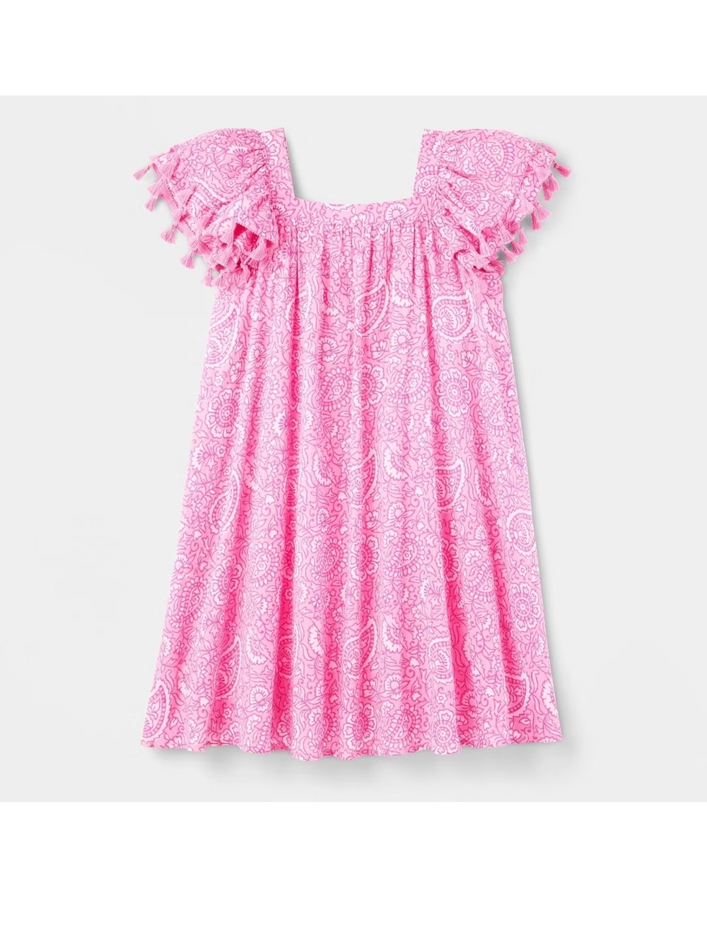 Girls Roller Rabbit Pink Paisley Tassel Ruffle Dress M (8) - NWT